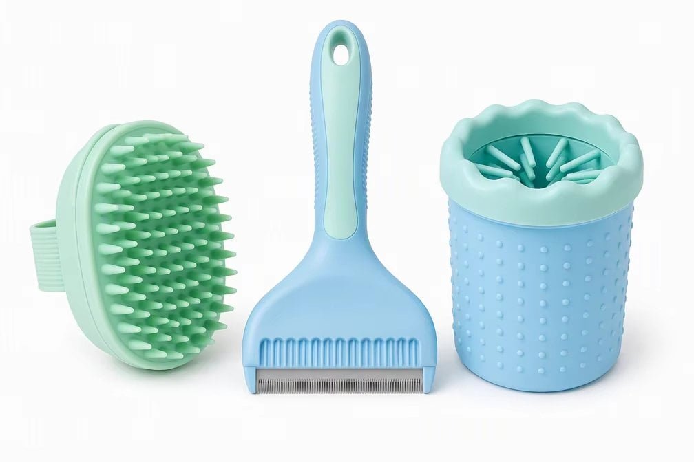 Silicone grooming brushes and pet care tools