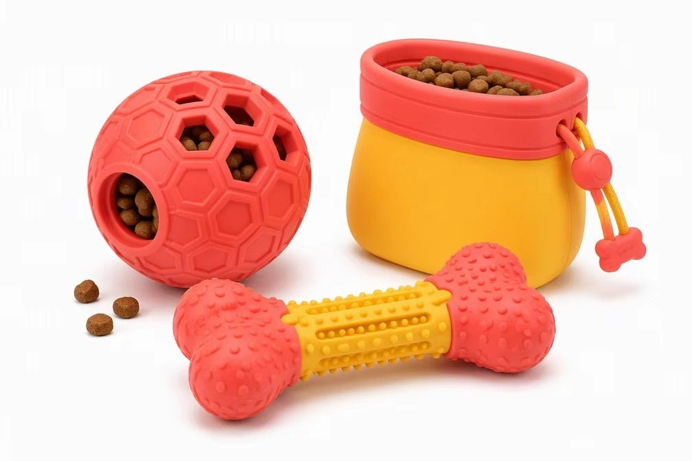 Interactive silicone treat dispenser toys
